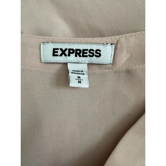 Express Button Front Blouson Sleeve Chelsea Popover Light Pink Shirt Size M - Picture 7 of 7